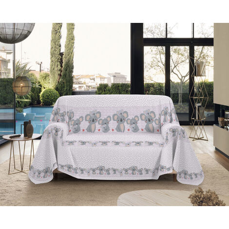 Telo Arredo Made in Italy in Cotone Grandfoulard Copritutto Copridivano Copriletto-Teli Sofà Arredatutto-Drappeggio-Arazzo-Copridivano Grand Foulard Letto Singolo - Koala Rosa