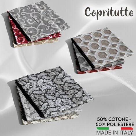 Coperta multiuso in cotone Ferd Grigio 180x260 cm, plaid per letto,  Copriletto, copridivano, foulard per divano, copertura per divano