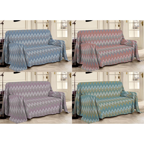 Telo Arredo Multiuso Linea Pensieri Delicati 100% Cotone Disegno Spinato, misuraMatrimonialecoloreAzzurro