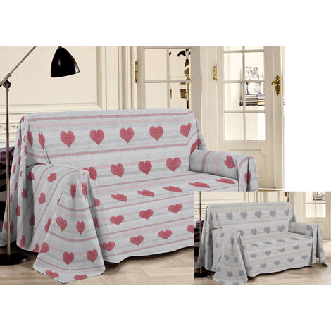 Telo Arredo Multiuso Linea Pensieri Delicati In 100% Cotone Dis Cuori 6979, misuraSingolocoloreRosso