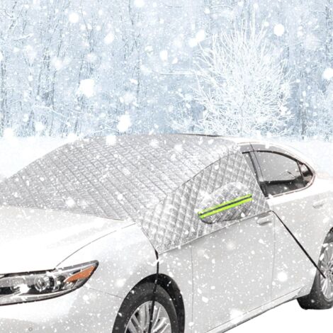 Telo copri parabrezza invernale per auto, antigelo con specchietti e strisce riflettenti per auto e SUV (240 x 150 cm)