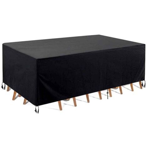 Telo copri tavolo da giardino impermeabile 213 x 132 x 74 cm, in tessuto Oxford 420D, per mobili da giardino, antivento, antipioggia, resistente ai raggi UV e agli strappi.
