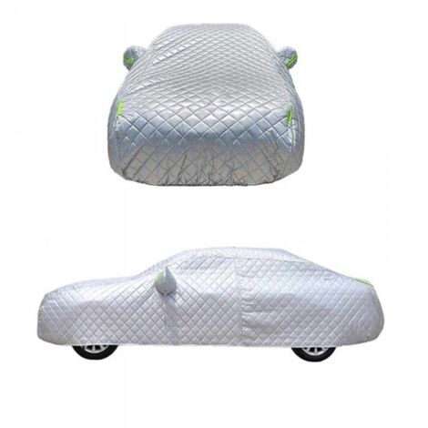 MITEPEK Telo Copriauto Antigrandine e Antivento Copertura Impermeabile per Carrozzeria Auto con Cerniera Strisce Fluorescenti Inspessito con Cotone 4,3x1,6x1,2m Taglia M