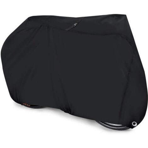 Telo copribici impermeabile antipioggia in nylon 190T, protezione UV e antipolvere, resistente, per MTB e bici da strada, con borsa portaoggetti con lucchetto (nero)