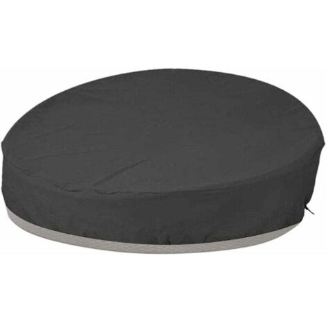 Telo copridivano rotondo da giardino, telo protettivo per divano letto rotondo, antivento, resistente ai raggi UV, tessuto Oxford 210D per mobili da giardino, nero, 190x89 cm