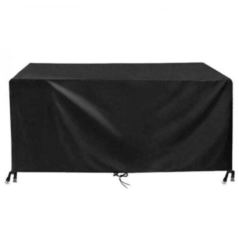 Telo coprimobili da giardino nero, tessuto Oxford 420D, impermeabile, resistente ai raggi UV, telo per tavolo da giardino, copertura protettiva per mobili da giardino con coulisse e fibbia di bloccagg