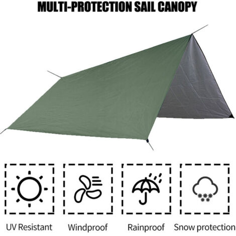 Telo da campeggio militare impermeabile e anti-UV, 300x300 cm, per tetto auto e spiaggia.