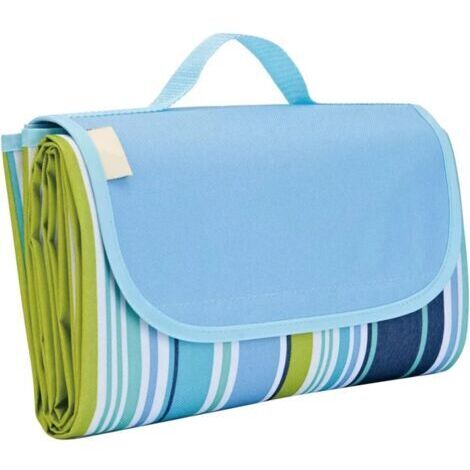 Telo da picnic impermeabile - adatto per uso esterno, spiaggia, interni, ecc. - 1 pezzo, strisce blu / 145 x 80 cm