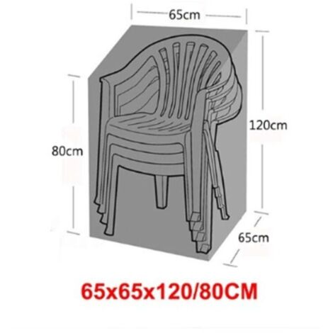 Telo di copertura impermeabile per sedie da giardino, ideale anche per sedie impilabili, in tessuto Oxford 210D con coulisse e fibbia (65x65x120/80 cm) - Nero