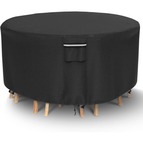 Telo di copertura per mobili da giardino con ventilazione, impermeabile, antivento, resistente ai raggi UV, in tessuto Oxford 210D, telo protettivo per tavolo da giardino, rotondo (Ø157,48x71 cm) - Ne