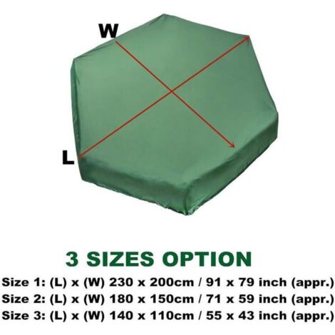 Telo di copertura per sabbiera (180x150 cm) - Impermeabile e antipolvere - Per sabbiere esagonali - Verde - Con coulisse - Per evitare la contaminazione di sabbia e giocattoli