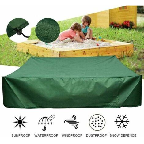 Telo di copertura per sabbiera Oxford Protezione UV impermeabile per sabbiera con coulisse-Verde (120x120 cm)