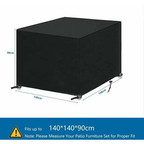 Telo di copertura per tavolo da giardino Tessuto Oxford 420D - Copertura protettiva per mobili da giardino - Impermeabile, antivento, resistente ai raggi UV - 140x140x90 cm