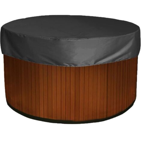 Telo di copertura protettivo rotondo per jacuzzi, impermeabile 420D per piscine esterne, nero (190 x 30 cm)