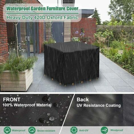 Telo di copertura quadrato per tavolo da giardino, impermeabile, resistente ai raggi UV, in tessuto Oxford, per tavolo e sedie da esterno (90x90x90 cm)