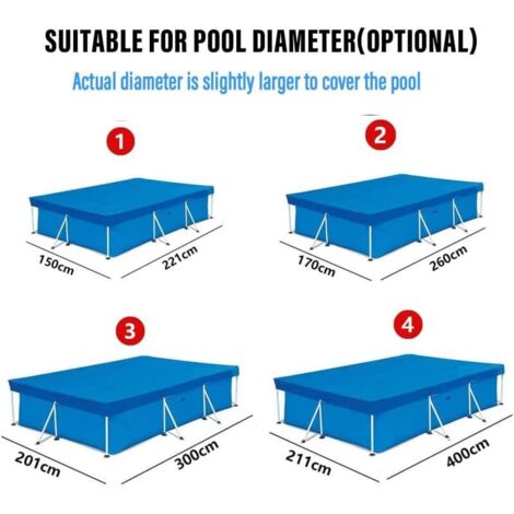 Telo di protezione per piscine rettangolari fuori terra (260 x 170 cm)