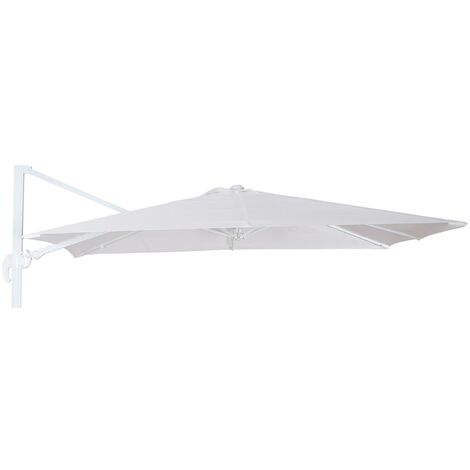 Telo di Ricambio per Ombrellone decentrato 3x3 Metri Poliestere 250gr Impermeabile con Velcro (Bianco)