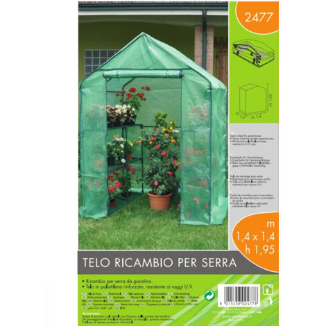 telo di ricambio verdemax per serra anemone in pe rinforzato verde 140x140x195 cm