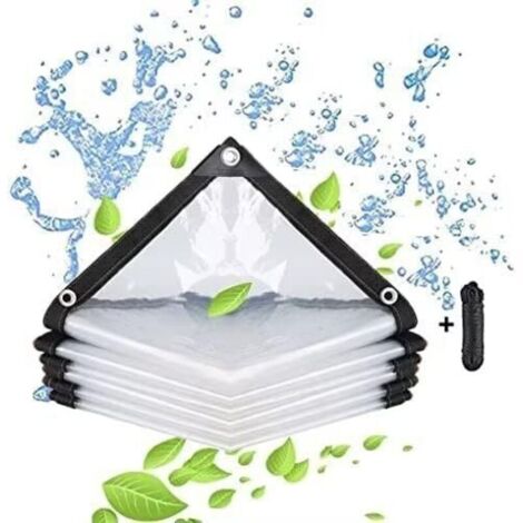 Telo impermeabile trasparente con occhielli - per mobili da giardino - adatto per uso esterno - antipioggia - isolante per piante - antipolvere - con 2 coulisse da 1 m