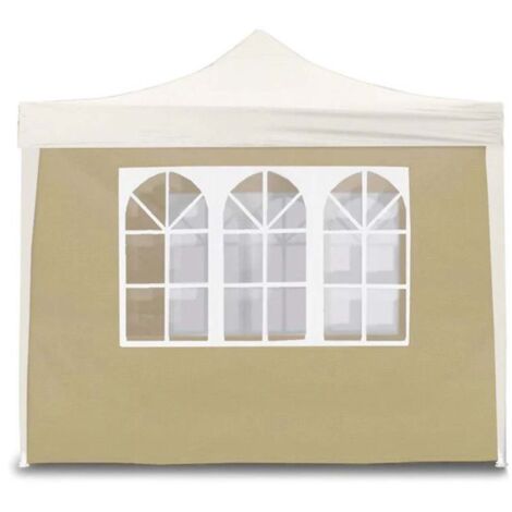 Telo Laterale 3X2M Beige con Finestre per Gazebo Richiudibile 3X3Mt