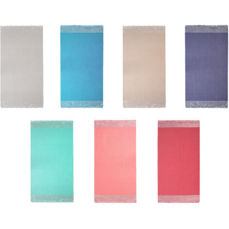 Telo Mare Fouta Spiaggia 100% Cotone Modello Lurex Con Pon Pon, misuraTelo MarecoloreBlu