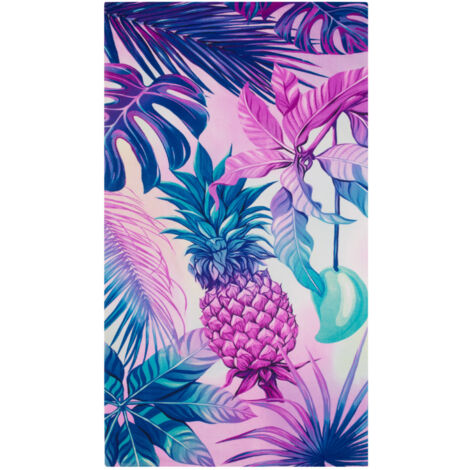 Telo Mare Grande 100x180 Spugna Spiaggia Piscina Maui Ananas Violet D12