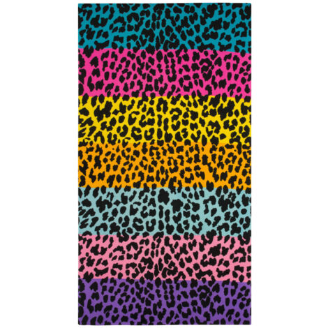 Telo Mare Grande 100x180 Spugna Spiaggia Piscina Maui Leopard Multicolor D8
