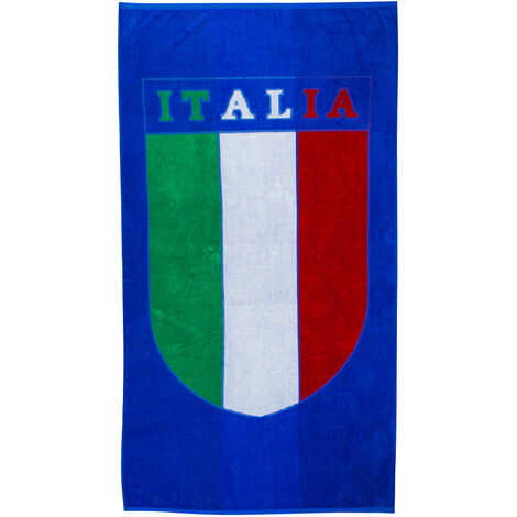 Telo Mare Jacquard In Spugna Asciugamano Da Spiaggia Disegno Italia Scudetto
