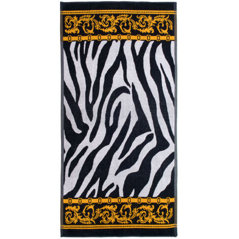 Telo Mare Jacquard Spugna Asciugamano Spiaggia Disegno Animalier Zebra