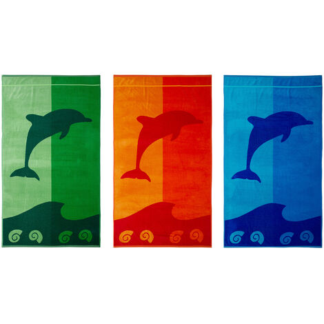 Telo Mare Jacquard Spugna Asciugamano Spiaggia Disegno Flipper, misuraTelo MarecoloreVerde