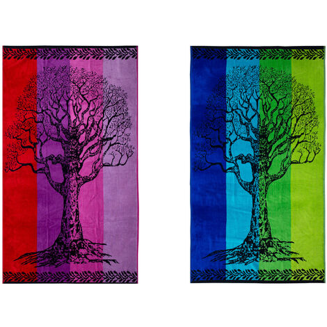 Telo Mare Jacquard Spugna Asciugamano Spiaggia Disegno Life Tree, misuraTelo MarecoloreVerde