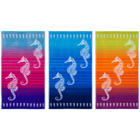 Telo Mare Jacquard Spugna Asciugamano Spiaggia Disegno Love Sea Horse, misuraTelo MarecoloreArancio