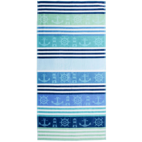 Telo Mare Jacquard Spugna Asciugamano Spiaggia Disegno Nautik