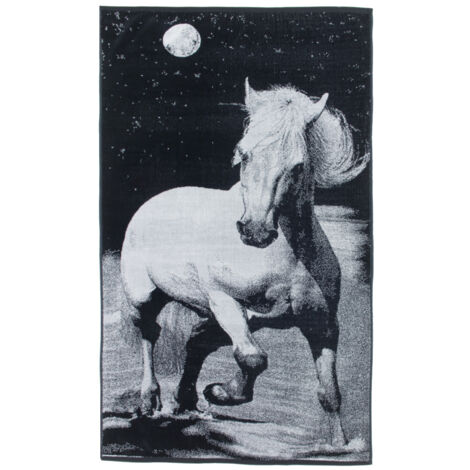 Telo Mare Jacquard Spugna Asciugamano Spiaggia Disegno Safari Horse D3