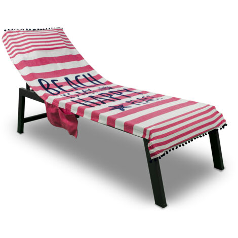 Telo Mare Lettino Spiaggia Piscina Con Cuscino E Tasche Happy Place Coral