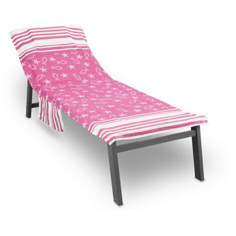 Telo Mare Lettino Spiaggia Piscina Con Cuscino Imbottito E Tasche Fishy Fucsia