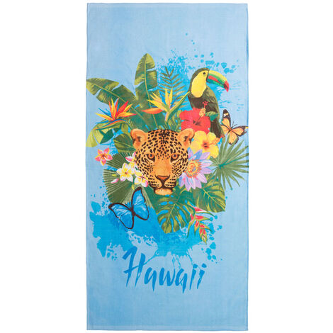 Telo Mare Stampato In Spugna Spiaggia Piscina Disegno New Tropical Hawaii