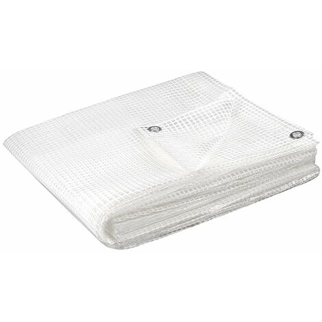 Telo occhiellato antistrappo impermeabile in polietilene Bianco da campeggio 160 gr -3 x 4 mt