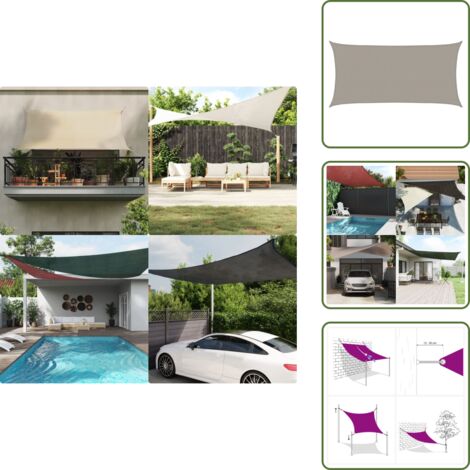 Telo parasole - vidaXL Vela Parasole 160 g/m² Rettangolare Grigio Chiaro 3x6 m in HDPE - Ombrelli esterni