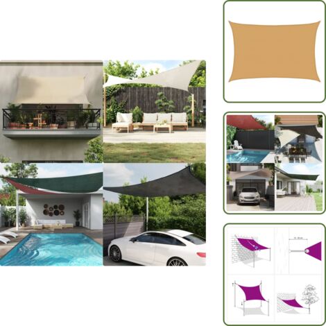Telo parasole - vidaXL Vela Parasole 160 g/m² Rettangolare Sabbia 5x7 m in HDPE - HDPE