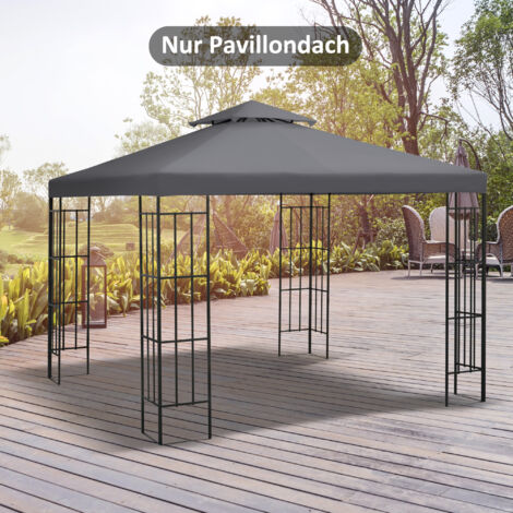 Telo Di Ricambio Per Gazebo HWC-C42: Copertura Tetto In Poliestere 300x370cm, Idrorepellente E Protezione UV20+ - Colore Marrone