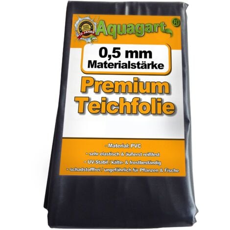 AQUAGART Telo per laghetto in PVC 5m x 4m 0,5mm, pellicola nera per il laghetto da giardino