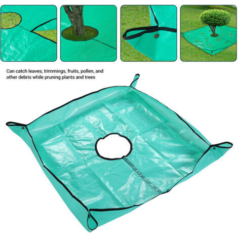 Telo per potatura da giardino, telo per potatura da giardino con fori da 20 cm, telo impermeabile, con anelli agli angoli, può stare in piedi intorno ad alberi e arbusti, 100x100 cm