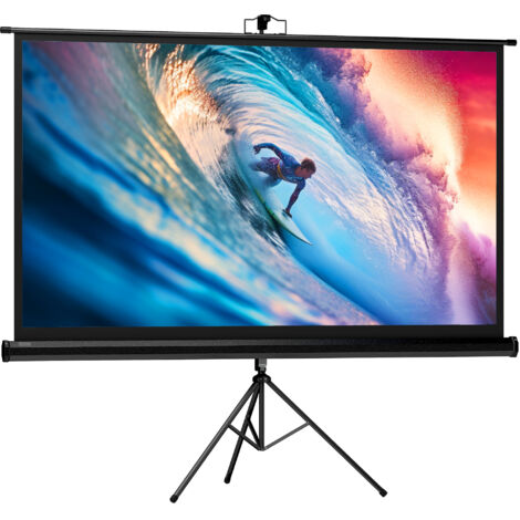 Telo per Proiettore Pieghevole da 84" con Treppiede Regolabile 200x8x118 cm in Plastica e Metallo Nero