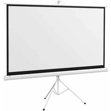 Telo Proiettore 84” 16:9 con Treppiede 200x8x118 cm in Plastica e Metallo Bianco