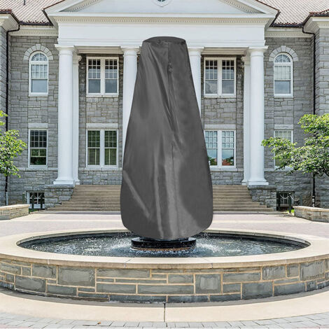Telo protettivo impermeabile per fontana da giardino, statua o statua, realizzato in tessuto Oxford 210D con rivestimento argentato, per terrazzo esterno (posteriore).