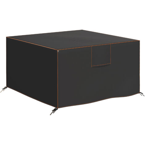 Telo protettivo invernale e impermeabile per mobili da giardino, in tela cerata resistente ai raggi UV, tessuto Oxford 420D, 125x125x74 cm, nero.