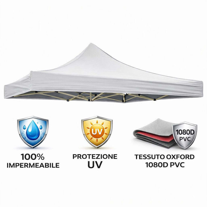 Evergreen Telo Tetto Bianco 2x2 Impermeabile Per Ricambio Gazebo Ri...