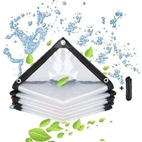 Telo trasparente impermeabile con occhielli - per mobili da giardino - adatto per uso esterno - resistente alla pioggia - isolamento per piante - antipolvere - con coulisse 3 x 3 m