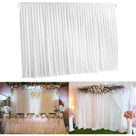 Telón Cortina de Fondo de Seda Blanca para Boda 3 x 3m